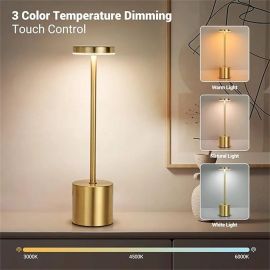 Tafellamp | Tafel Lamp | Draadloze taffelamp | Oplaadbaar | Nachtlamp | Bureulamp | LED | Goud