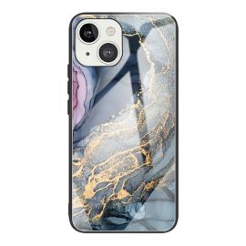 iPhone 13 Mini Hoesje Blauw / Goud Marmer - Cacious (Marble Serie)