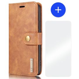 iPhone 13 Pro Max Leren Portemonnee Hoesje - Bruine 2-in-1 Cover - DG.Ming