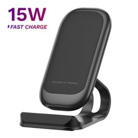 Zwarte Kuulaa 15W draadloze oplader - QI snellader met bureau standaard