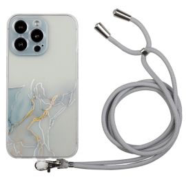iPhone 15 Plus Backcover Hoesje Marble / Marmer - Met afneembaar koord