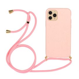 iPhone 13 Mini Hoesje met Koord - Roze Plasticvrij - Cacious (Eco strap serie)